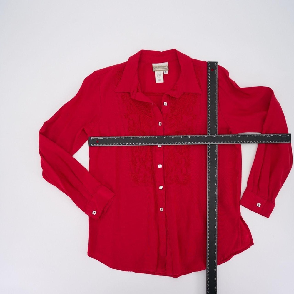 Vintage Coldwater Creek blouse in a rich crimson red with intricate embroidery - Picture 5 of 5